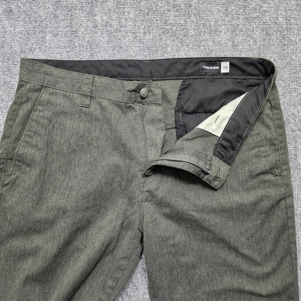 Volcom Vmonty‎ Modern Stretch Chino Pants Men's 36 Heather Olive Green A11313S1